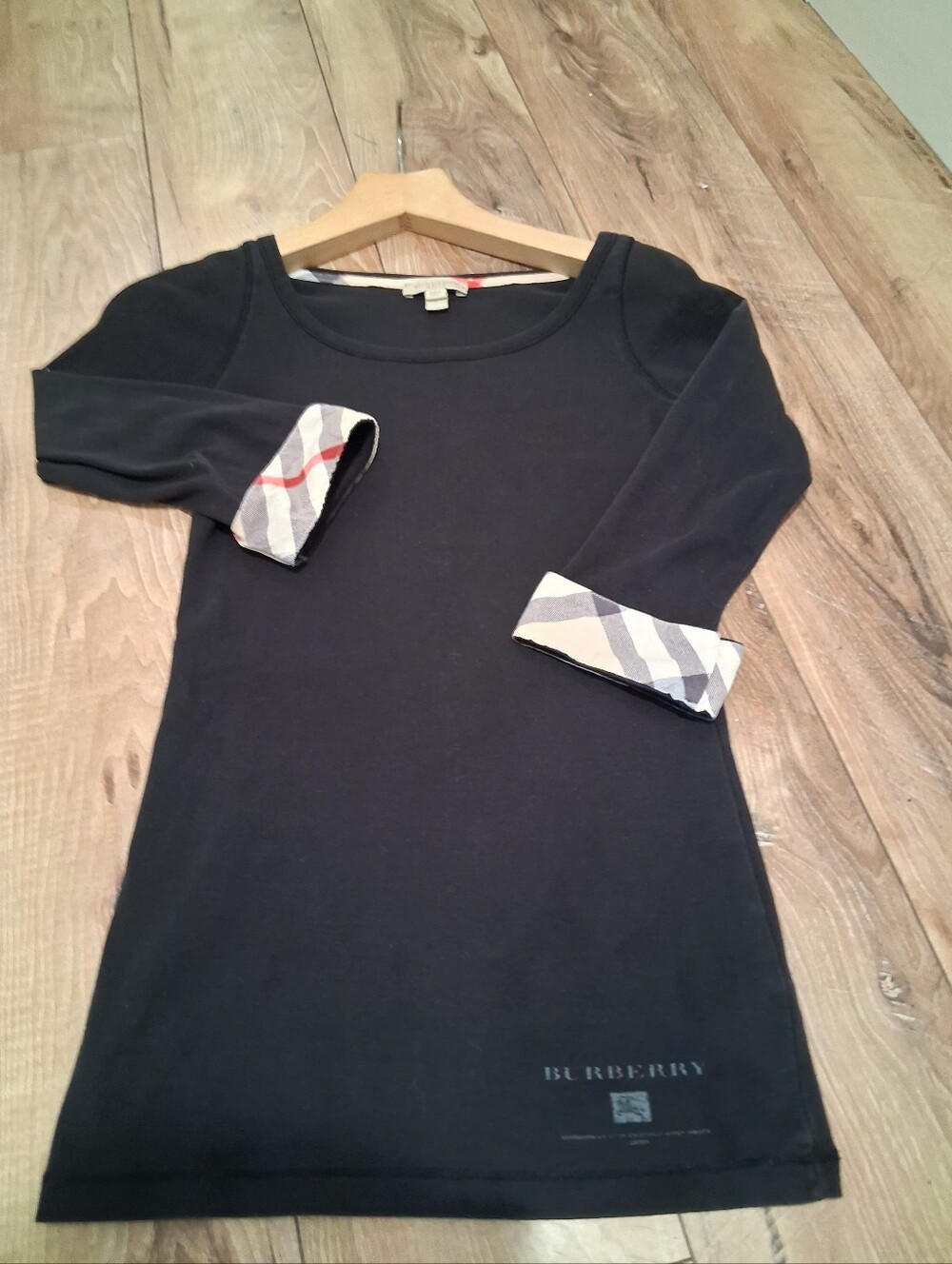 SALE Burberry Black Tunic with Signature Check Cuffs